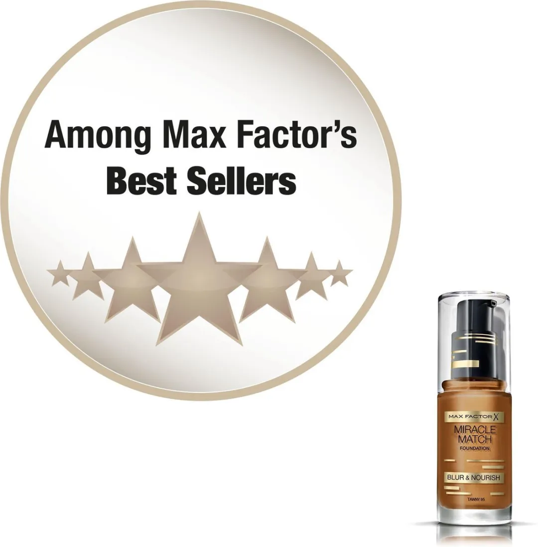 Max Factor Miracle Match Blur & Nour Foundation 95 Tawny - afbeelding 6 van 6