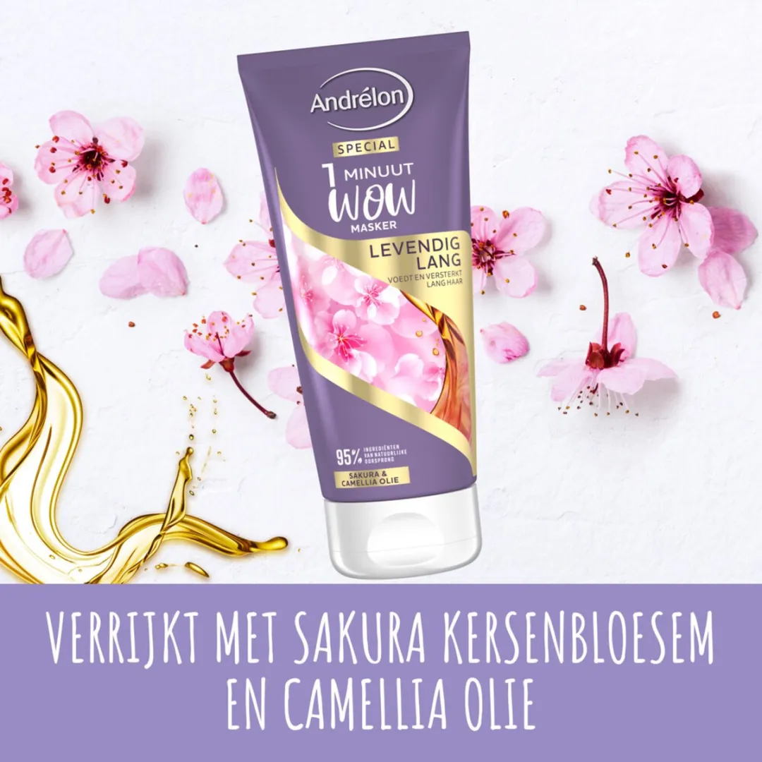 Andrélon 1 Minuut Wow Haarmasker Levendig Lang 180ml