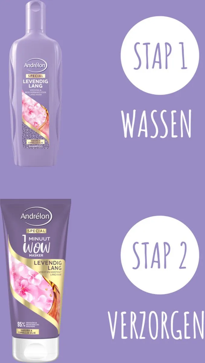Andrélon 1 Minuut Wow Haarmasker Levendig Lang 180ml