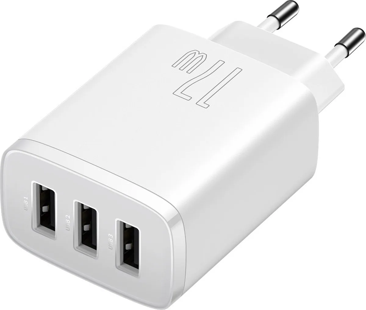 Baseus 0294 Compacte Oplader 17W - 3x USB-A - Wit - afbeelding 6 van 6