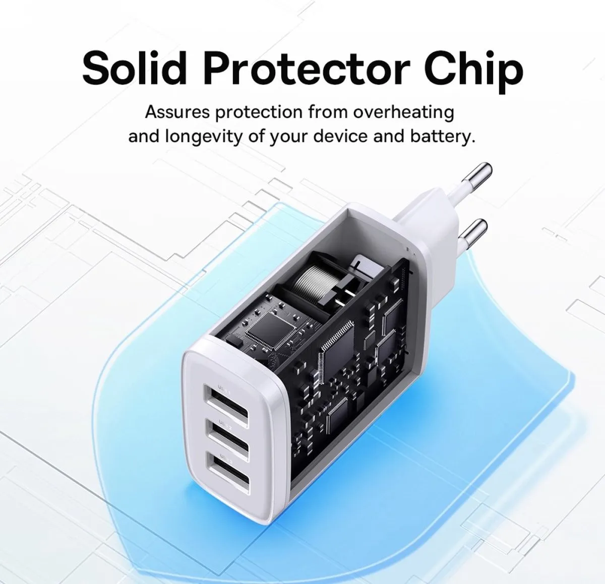 Baseus 0294 Compacte Oplader 17W - 3x USB-A - Wit