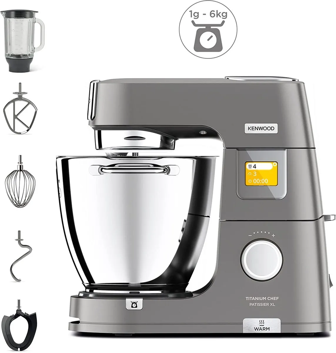 Kenwood KWL90.124SI Chef Patissier XL Keukenmachine - 1400W - 13 Snelheden - Grijs - afbeelding 6 van 6