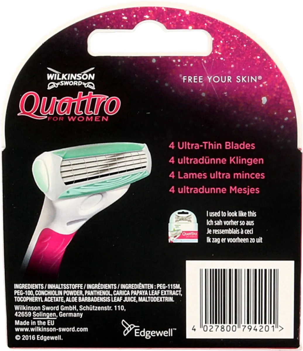 Wilkinson Sword Woman Quattro Sensitive Scheermesjes - 4 Stuks