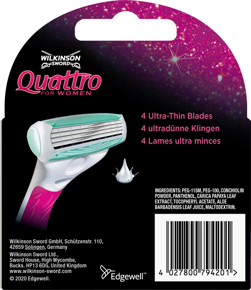 Wilkinson Sword Woman Quattro Sensitive Scheermesjes - 4 Stuks - afbeelding 6 van 6