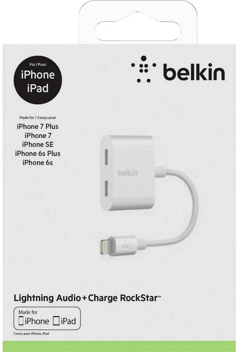 Belkin Lightning Rockstar F8J198BTWHT Audio/Oplaadadapter - Wit