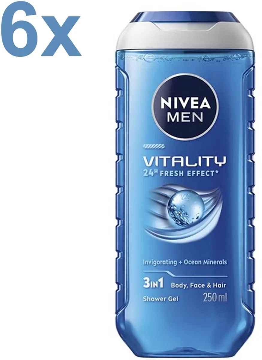 NIVEA MEN Vitality 3-in-1 Douchegel - 6x250ml - afbeelding 6 van 6
