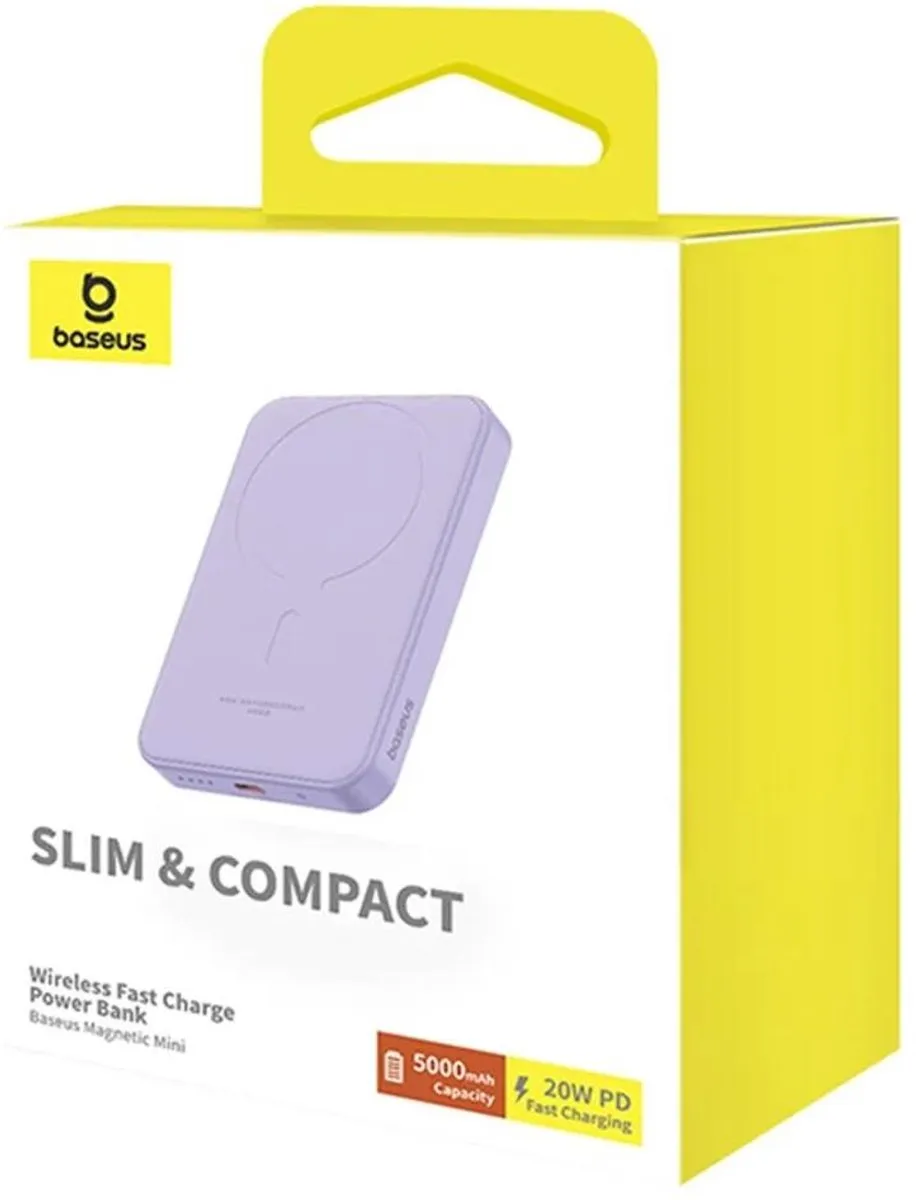 Baseus Mini Powerbank 5000mAh - Paars - 20W MagSafe - afbeelding 6 van 6