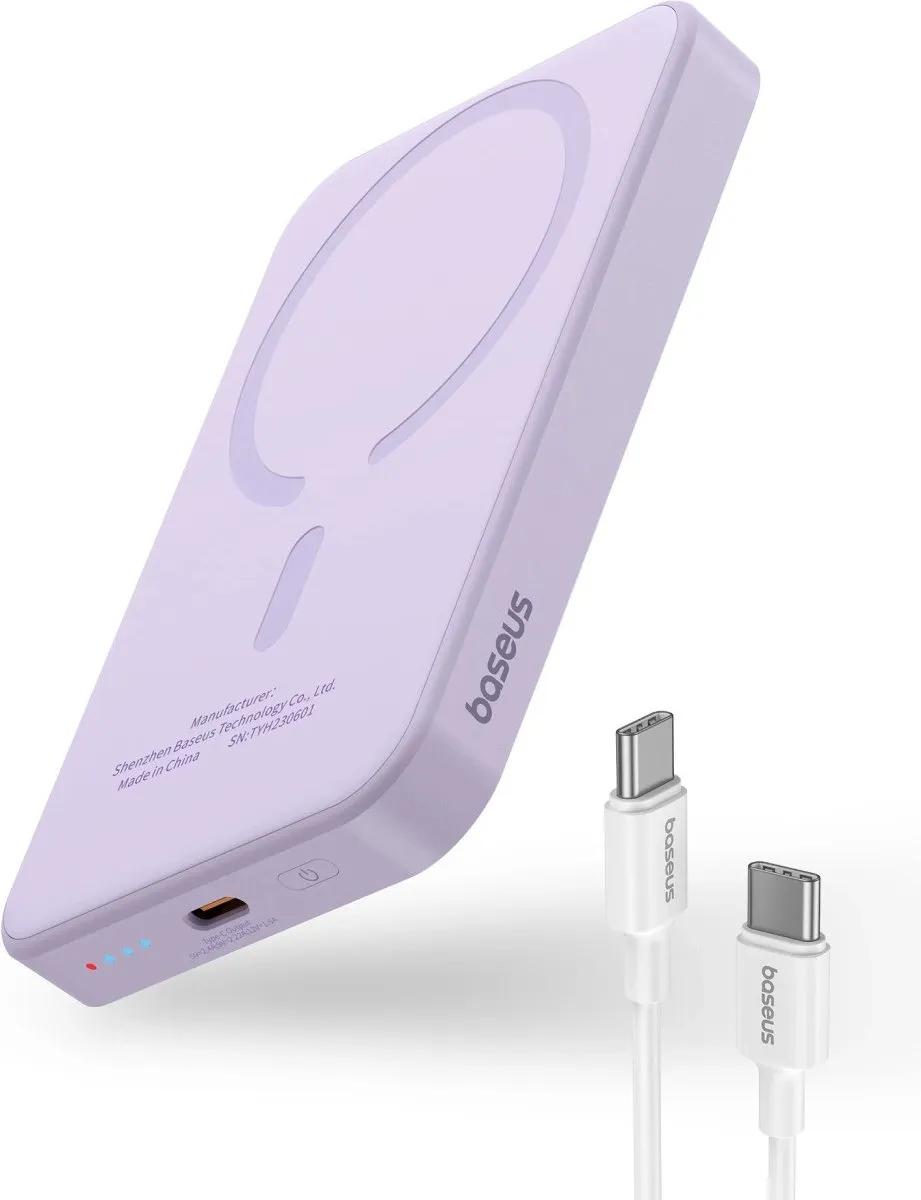 Baseus Mini Powerbank 5000mAh - Paars - 20W MagSafe