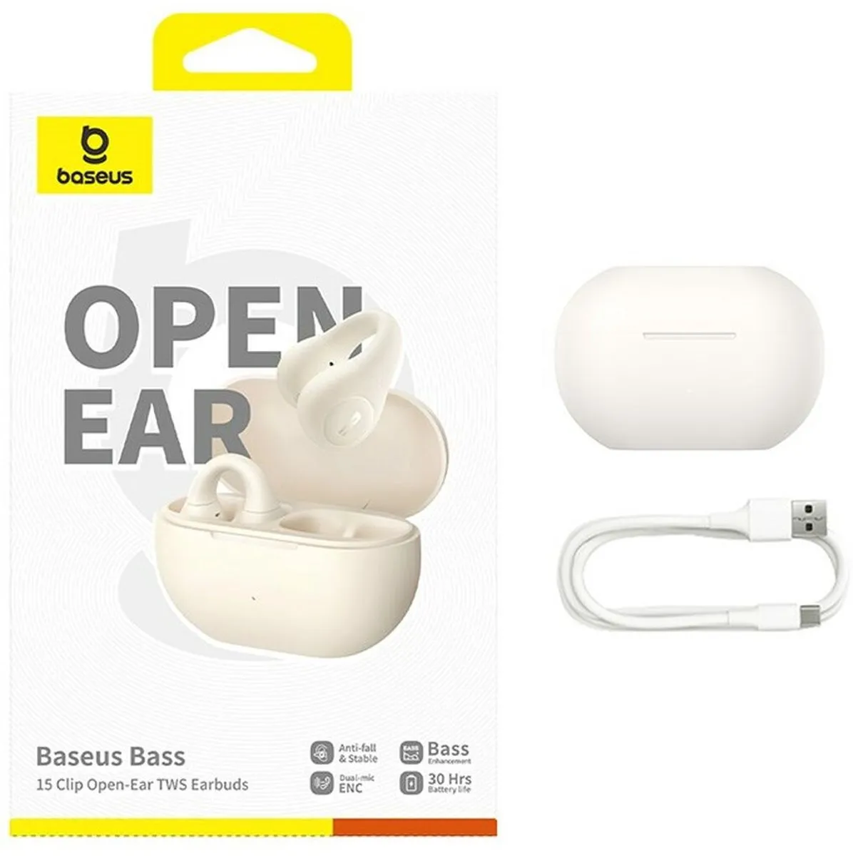Baseus Bass 15 Clip Oordopjes - Wit