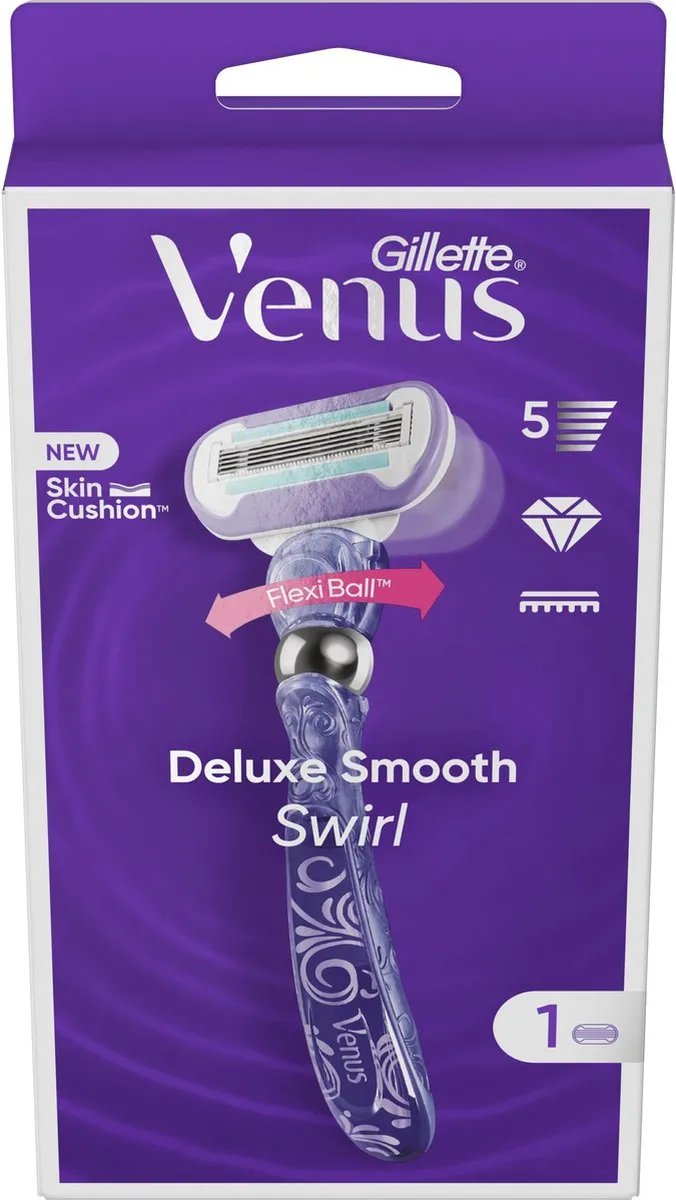 Gillette Venus Deluxe Smooth Swirl Handvat Navulmes 5 Bladen - Paars