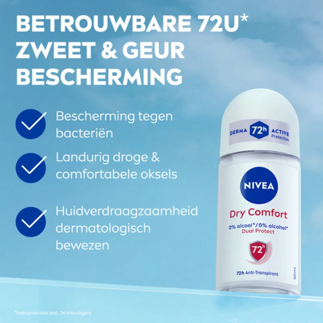 NIVEA Dry Comfort Anti-Transpirant Roller Dames - 300ml (6x50ml)