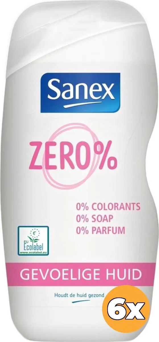 Sanex Douchegel Zero% Sensitive Skin 400ml - 6 Stuks