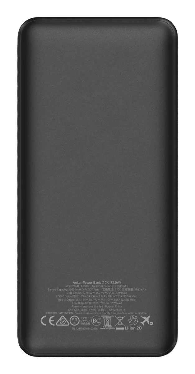 Anker PowerCore 10K Powerbank A1388G11 - 10.000mAh - 22,5W - USB-C/Zwart - afbeelding 6 van 6