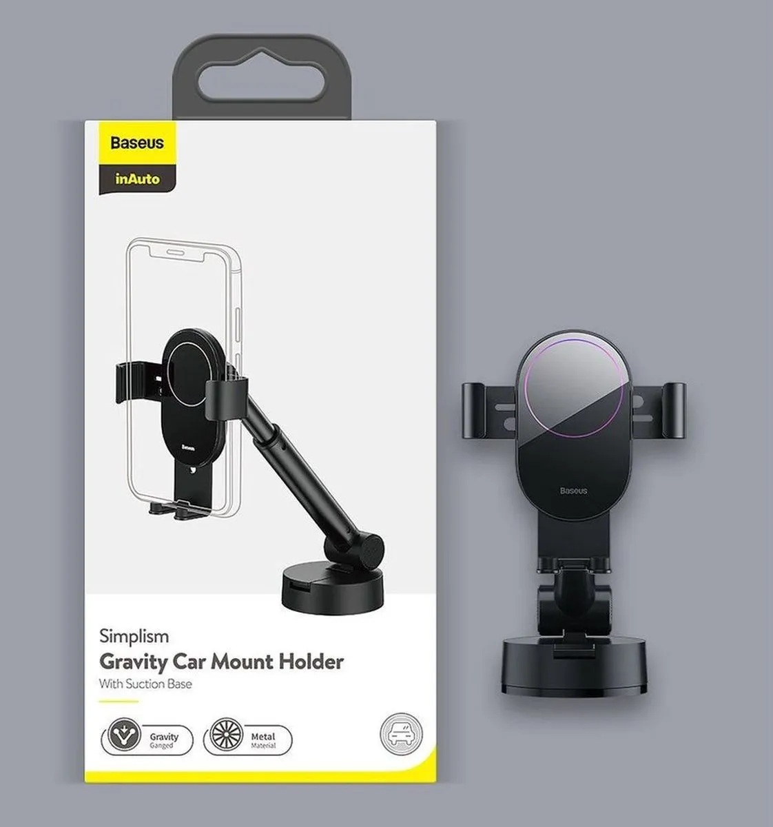 Baseus Simplism GSM Houder Auto - Universeel 6.5" - Zwart