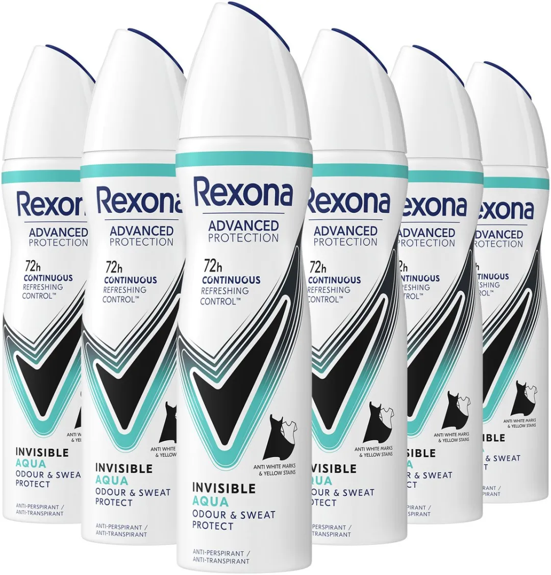 Rexona Women Advanced Protection Invisible Aqua Anti-transpirant Spray - 6x150ml