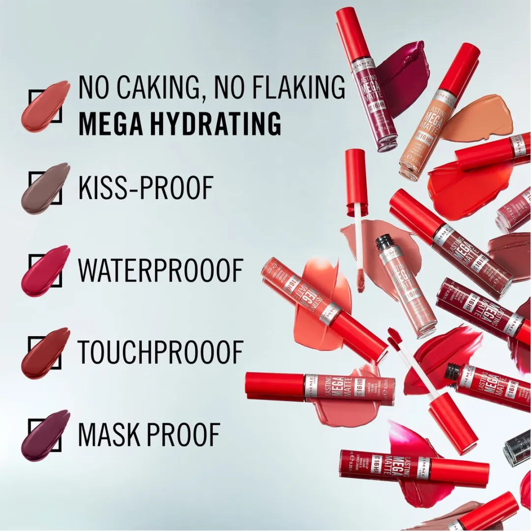 Rimmel London Lasting Mega Matte Lipstick 7.4ml - Scarlet Flames