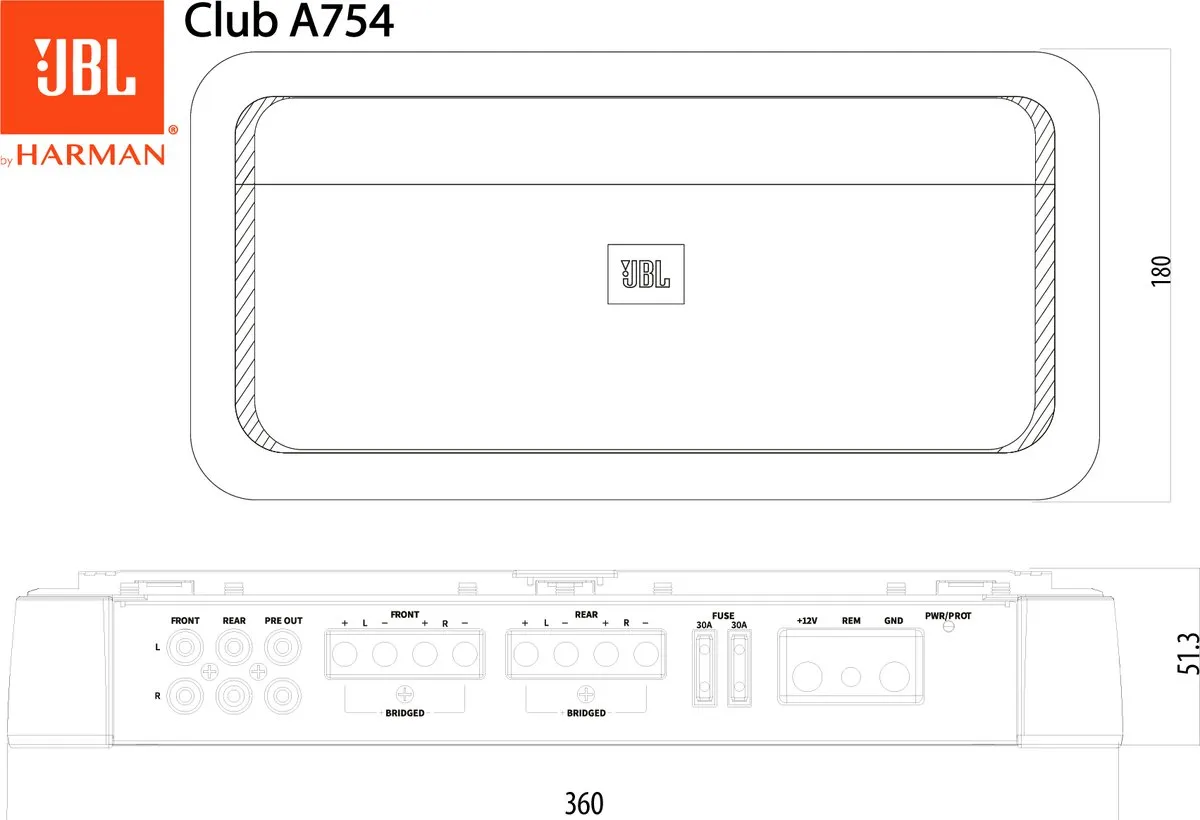 JBL Club A5055 Autoversterker 500W - Zwart - afbeelding 6 van 6