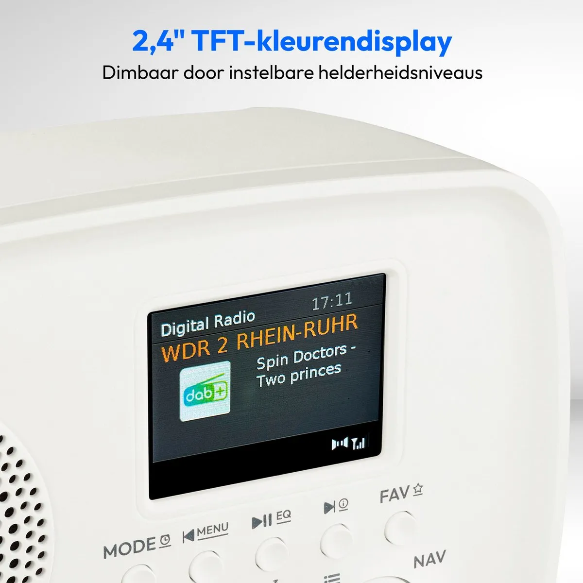 MEDION DAB+ radio met Bluetooth DRE-1 (DAB Plus, FM-radio, druppelbescherming, telescoopantenne, wekker, sluimerfunctie, instelbare display-dimmer, ASA-noodwaarschuwingssysteem), wit