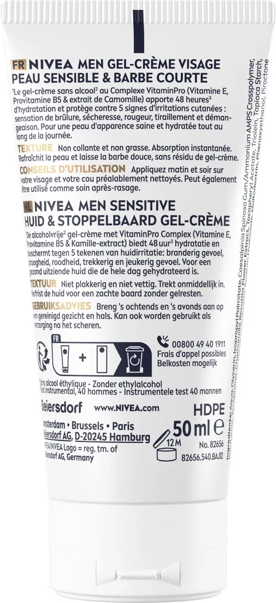 NIVEA MEN Sensitive Huid & Stoppelbaard Gezichtsgel 50ml