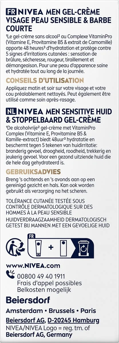 NIVEA MEN Sensitive Huid & Stoppelbaard Gezichtsgel 50ml