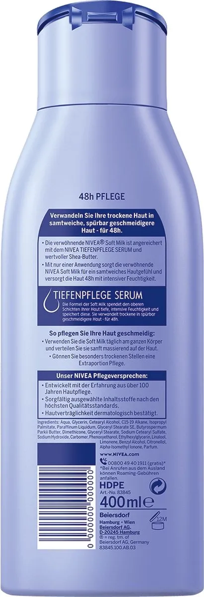 NIVEA Body Lotion Soft Milk 400ml - afbeelding 4 van 6