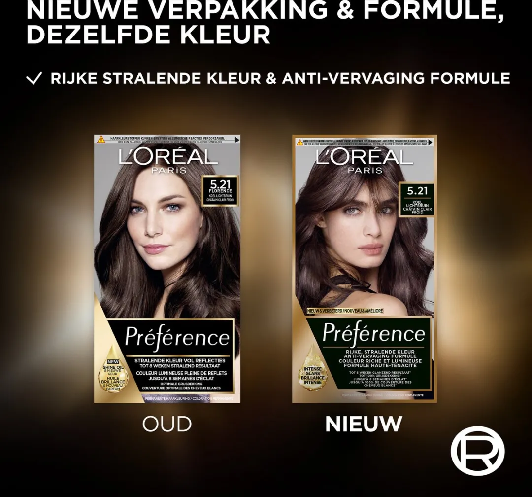 L'Oréal Paris Préférence 5.21 Koel Lichtbruin Haarkleuring 996ml