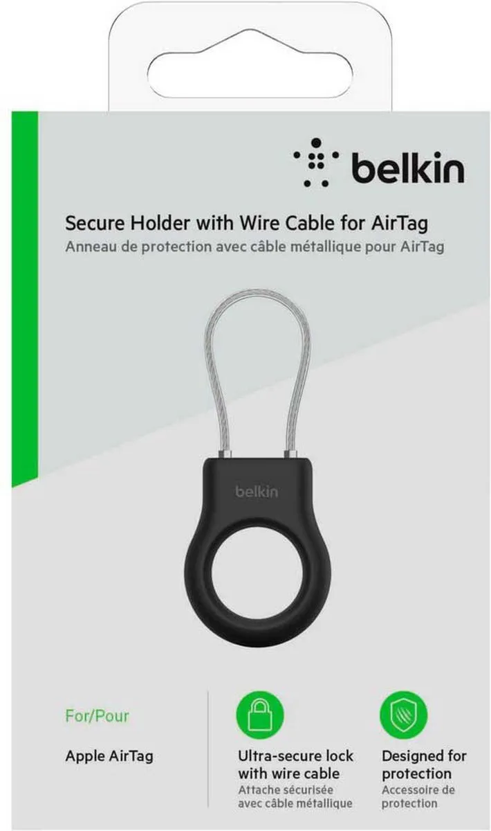 Belkin Beschermende Houder met Staalkabel voor AirTag - Zwart