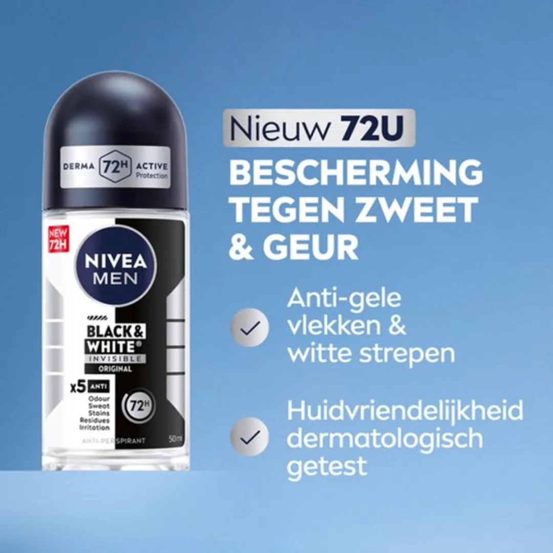 NIVEA Deo Roller Men Black & White 200ml - 4 Stuks