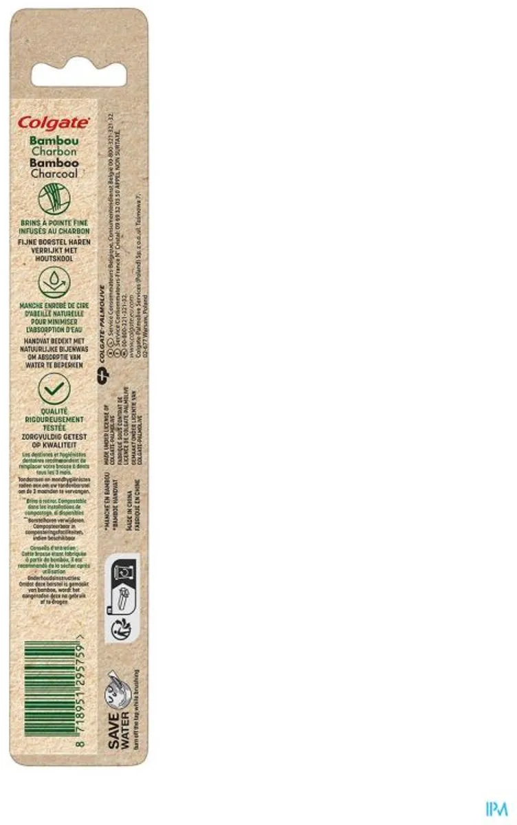 Colgate Bamboe Charcoal Tandenborstel - Zacht - 2 Stuks