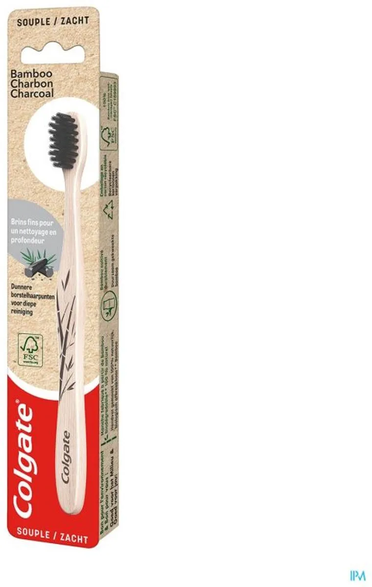 Colgate Bamboe Charcoal Tandenborstel - Zacht - 2 Stuks