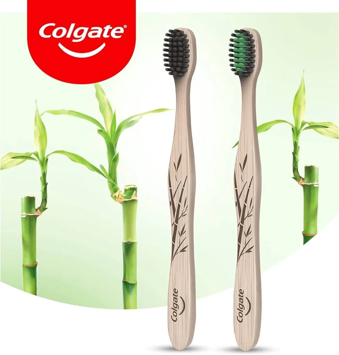 Colgate Bamboe Charcoal Tandenborstel - Zacht - 2 Stuks