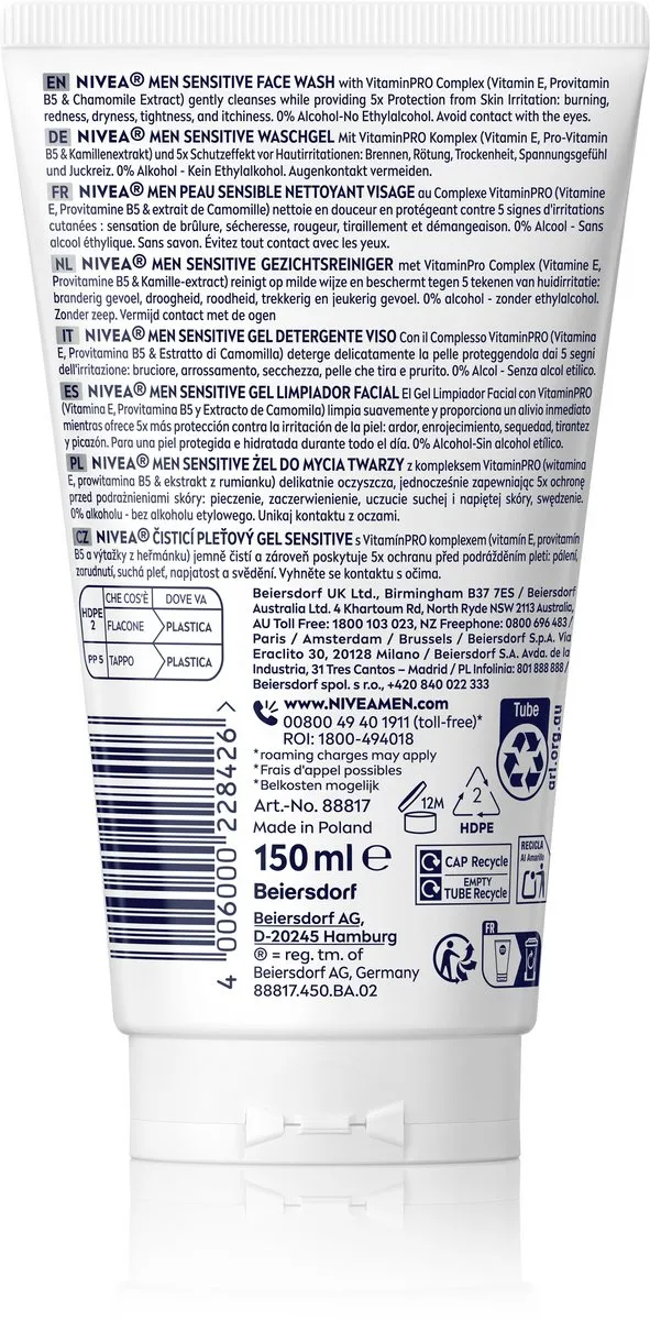 NIVEA MEN Sensitive Face Wash Gezichtsreiniger 150ml