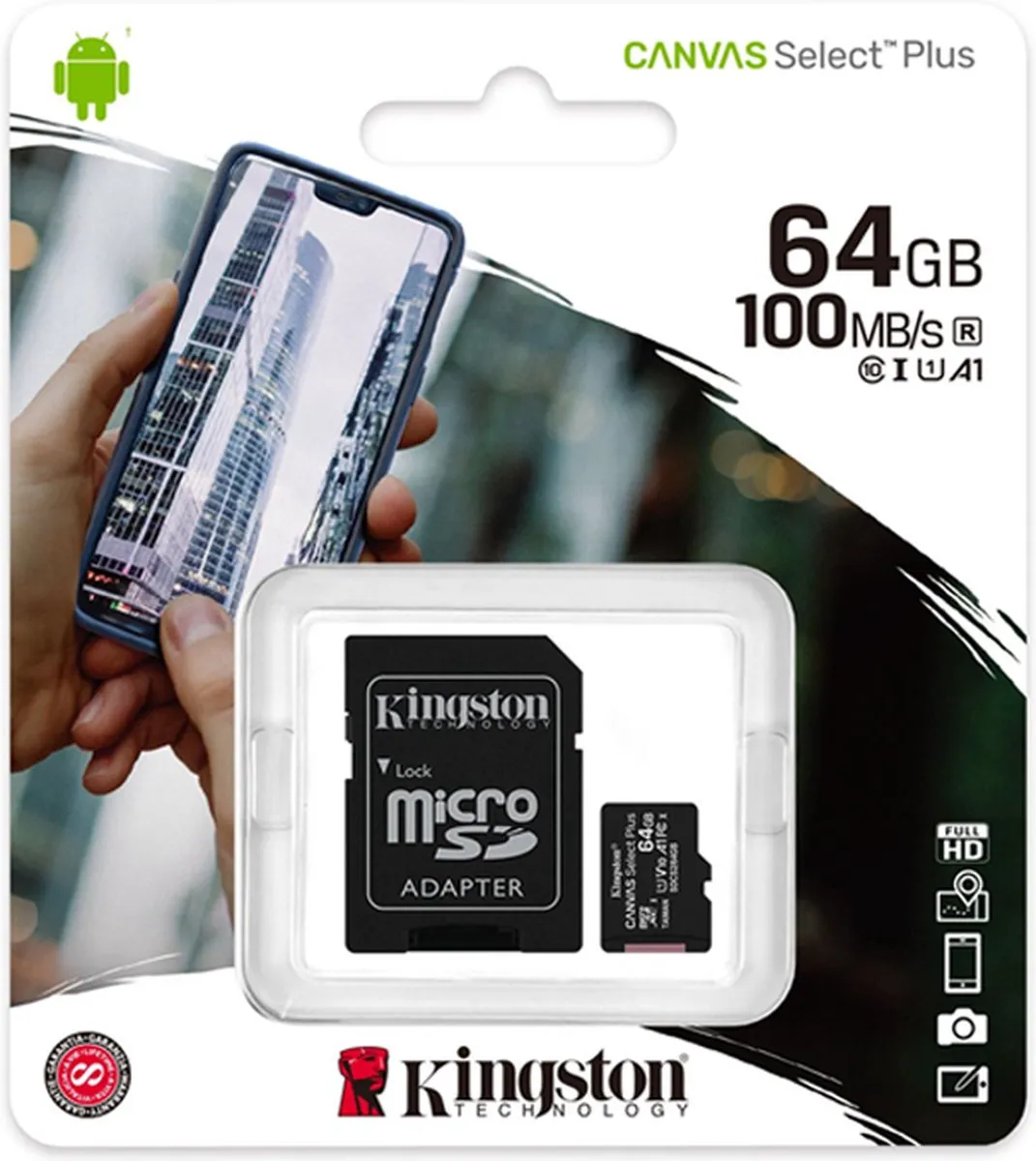 Kingston Canvas Select MicroSDHC 64GB - met SD-adapter