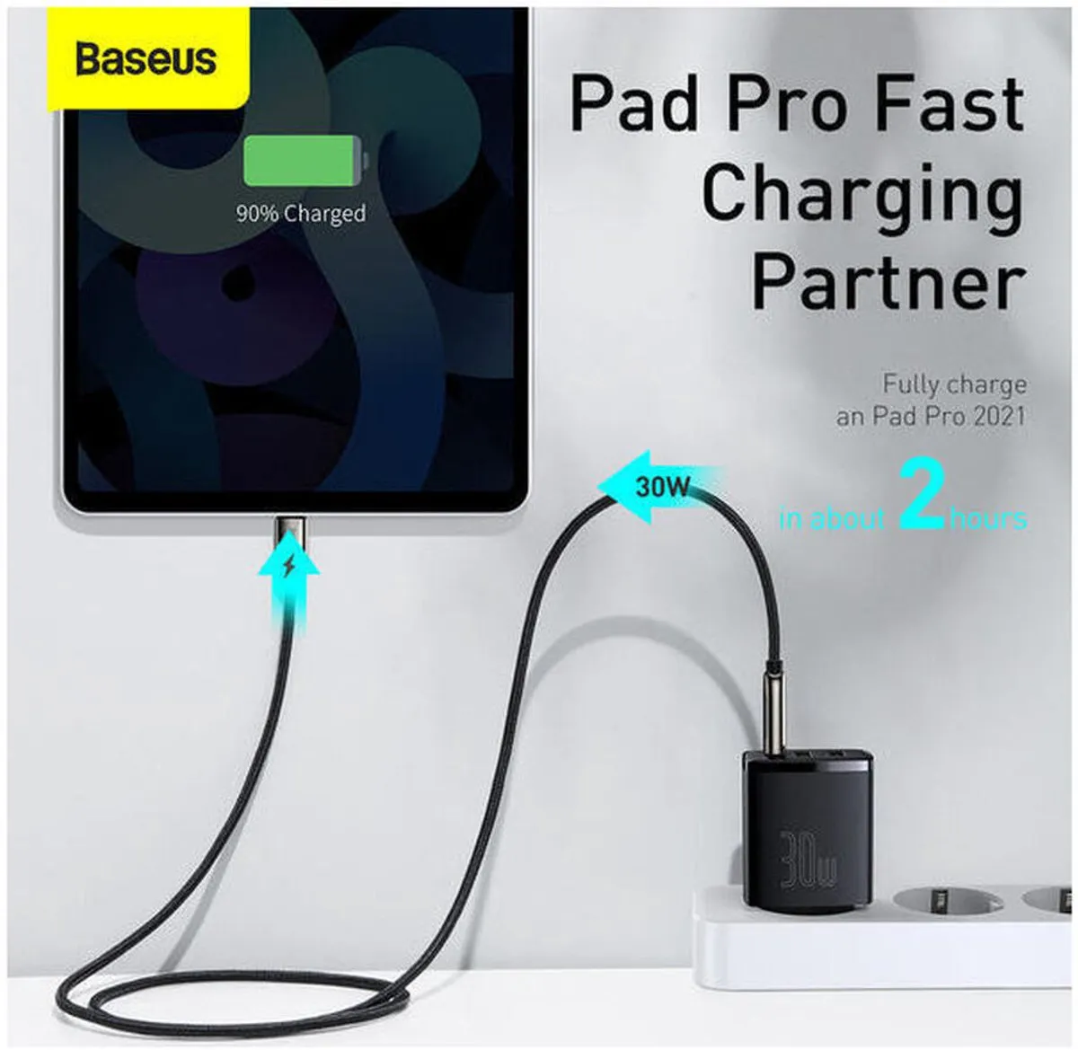 Baseus CCXJ-E02 Compact Oplader 30W - 2x USB-A + USB-C - Wit