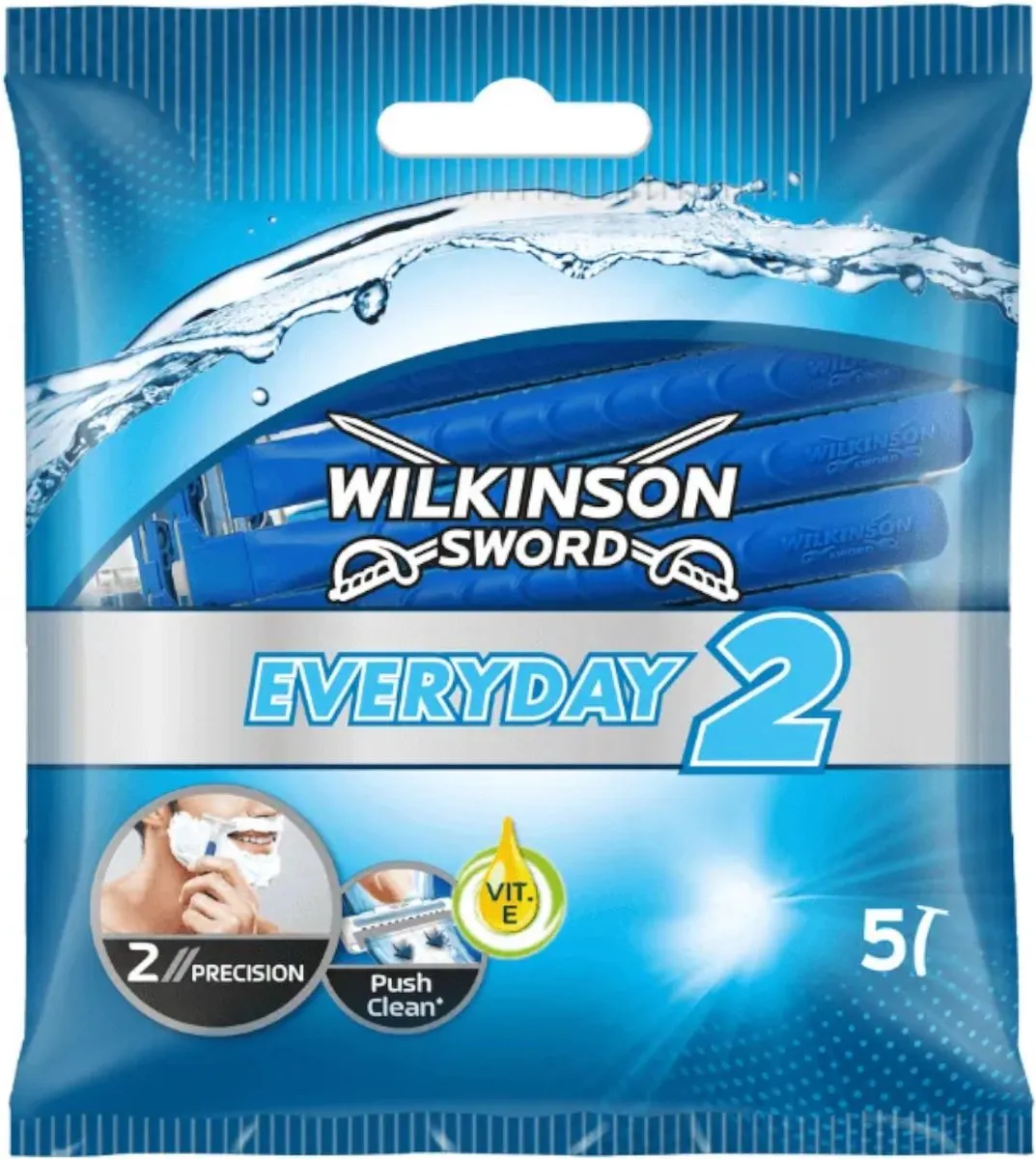 Wilkinson Sword Essentials 2 Wegwerpscheermesjes - 5 Stuks - Blauw
