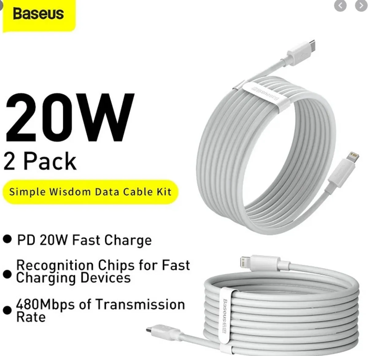 Baseus Simple Wisdom USB-C Lightning Kabel TZCATLZJ-02 - 2x 1,5M - Wit