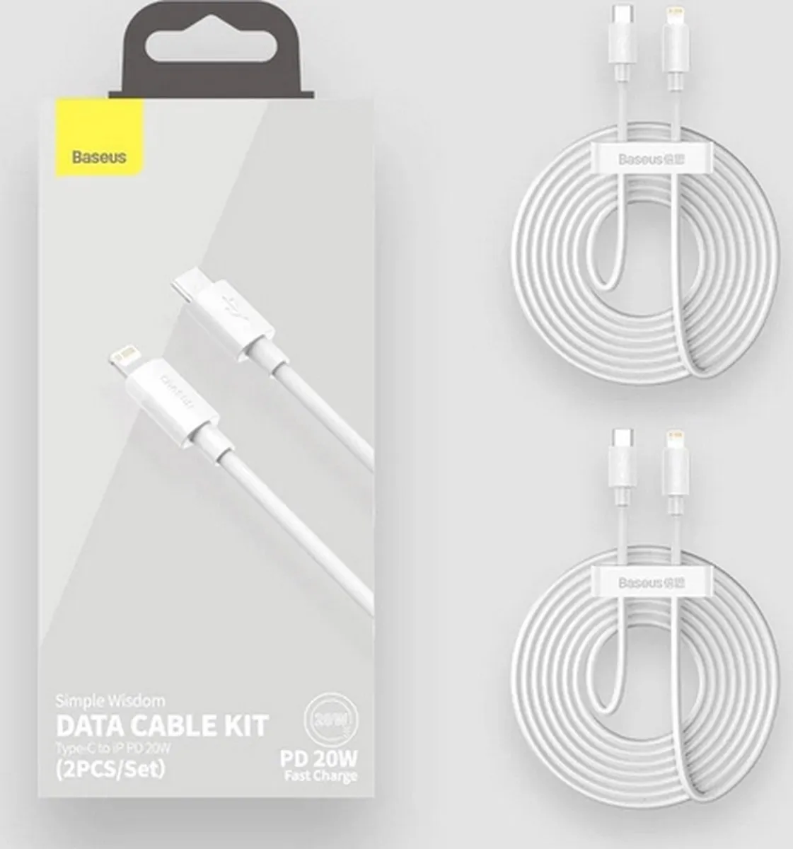 Baseus Simple Wisdom USB-C Lightning Kabel TZCATLZJ-02 - 2x 1,5M - Wit