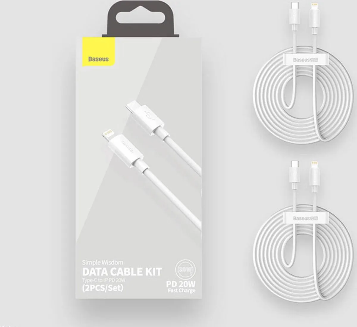 Baseus Simple Wisdom USB-C Lightning Kabel TZCATLZJ-02 - 2x 1,5M - Wit