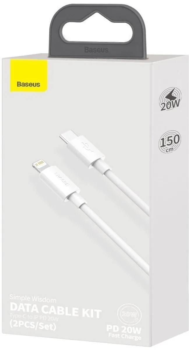 Baseus Simple Wisdom USB-C Lightning Kabel TZCATLZJ-02 - 2x 1,5M - Wit