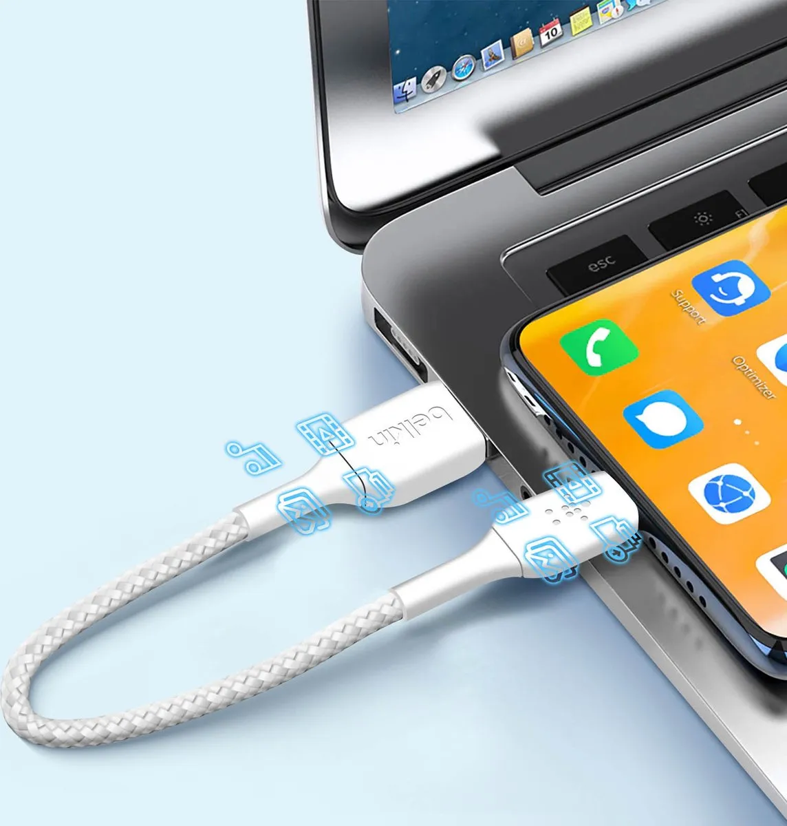 Belkin CAB001bt0MWH USB-C naar USB Kabel 0,15m - Wit