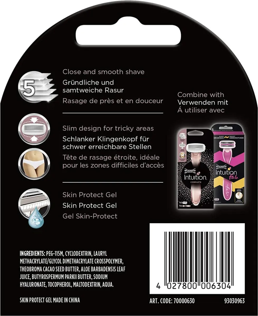 Wilkinson Woman Intuition Complete Scheermesjes - 30 Stuks (10x3) - Roze/Wit/Zwart