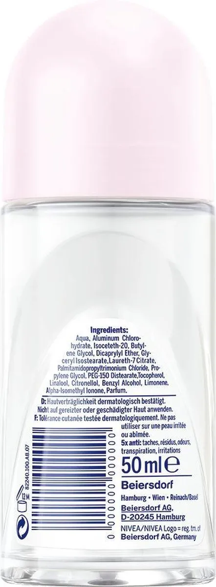 NIVEA Deoroller Invisible Clear 50ml - Zwart/Wit