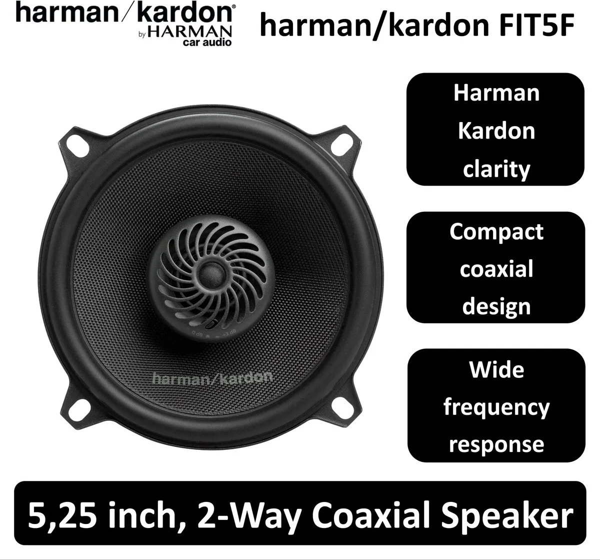 Harman Kardon FIT5F Coaxiale Luidsprekers 5.25" - 280W - Zwart