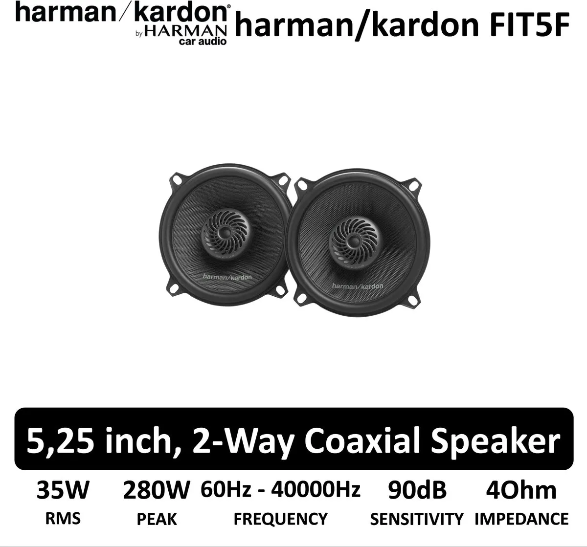 Harman Kardon FIT5F Coaxiale Luidsprekers 5.25" - 280W - Zwart