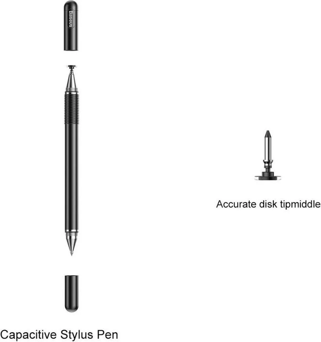 Baseus 2-in-1 Capacitieve Touchscreen Styluspen - Zilver