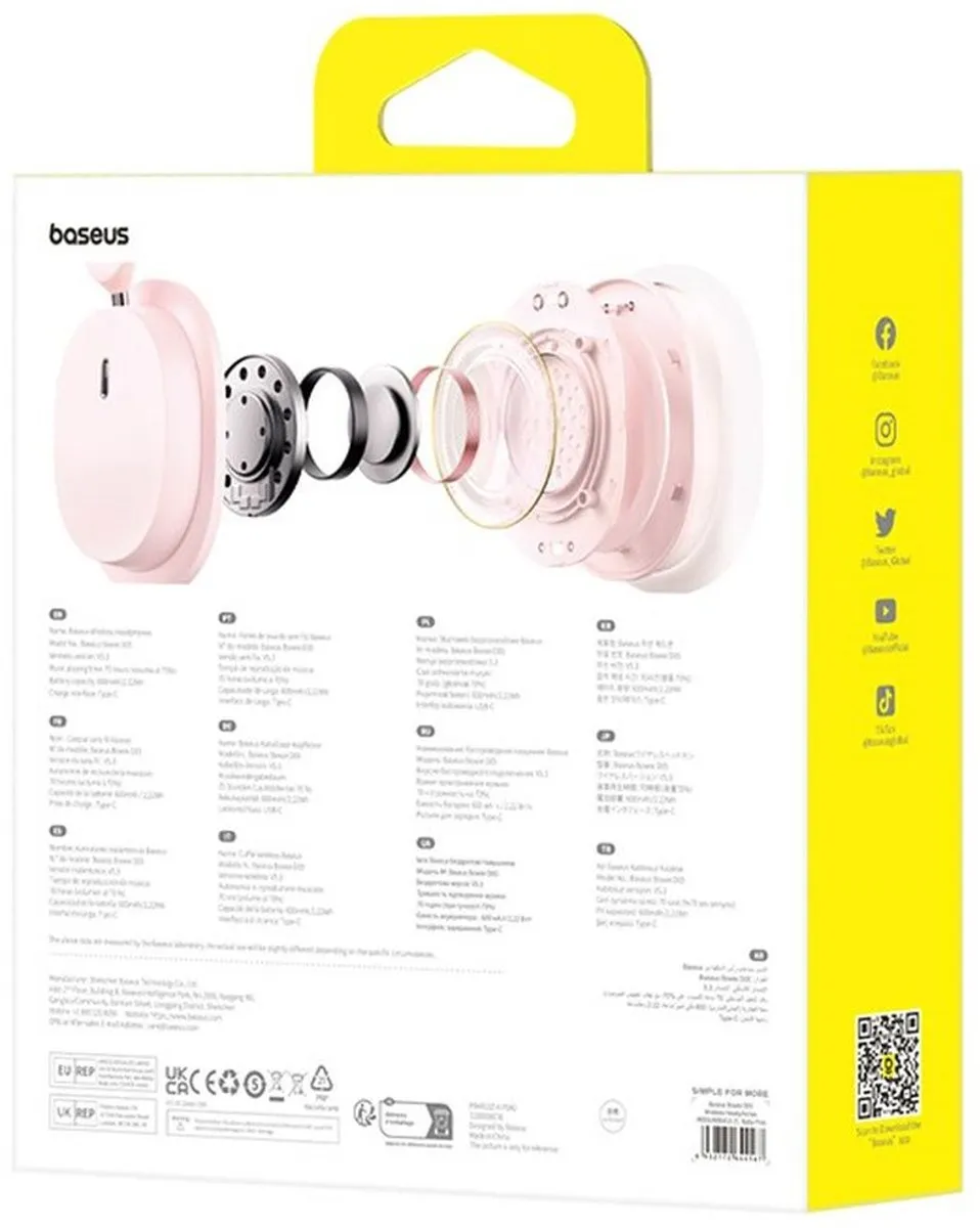 Baseus Bowie D05 Bluetooth Hoofdband - Roze