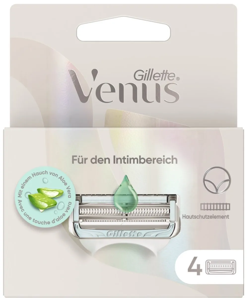 Gillette Venus Intimate 4 Navulmesjes - Aloe Vera - Blauw/ Groen/ Wit