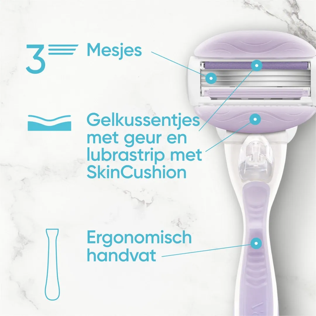 Gillette Venus ComfortGlide Breeze Scheermesjes 3-delig - 8 Stuks - Paars