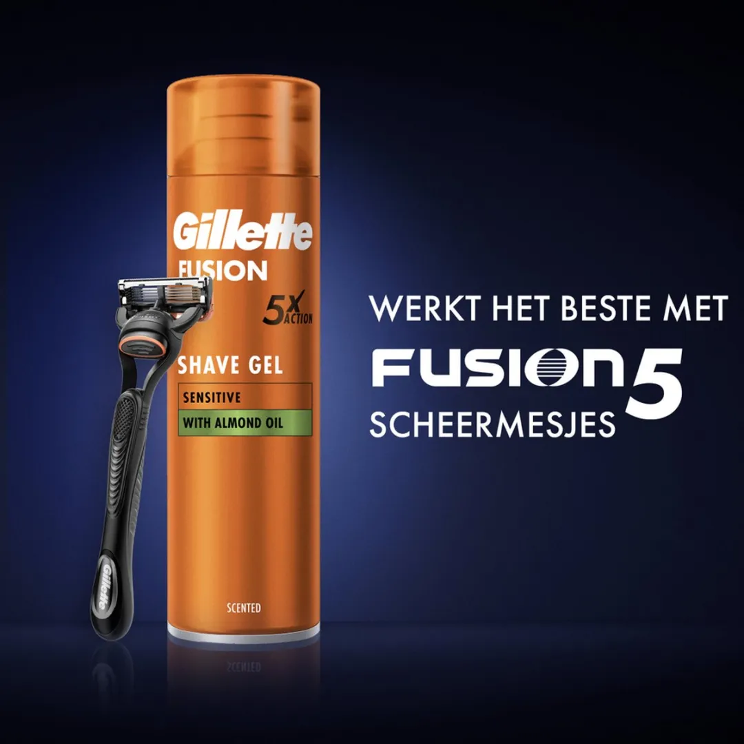 Gillette Fusion Scheergel Amandelolie 200ml - 2 Stuks