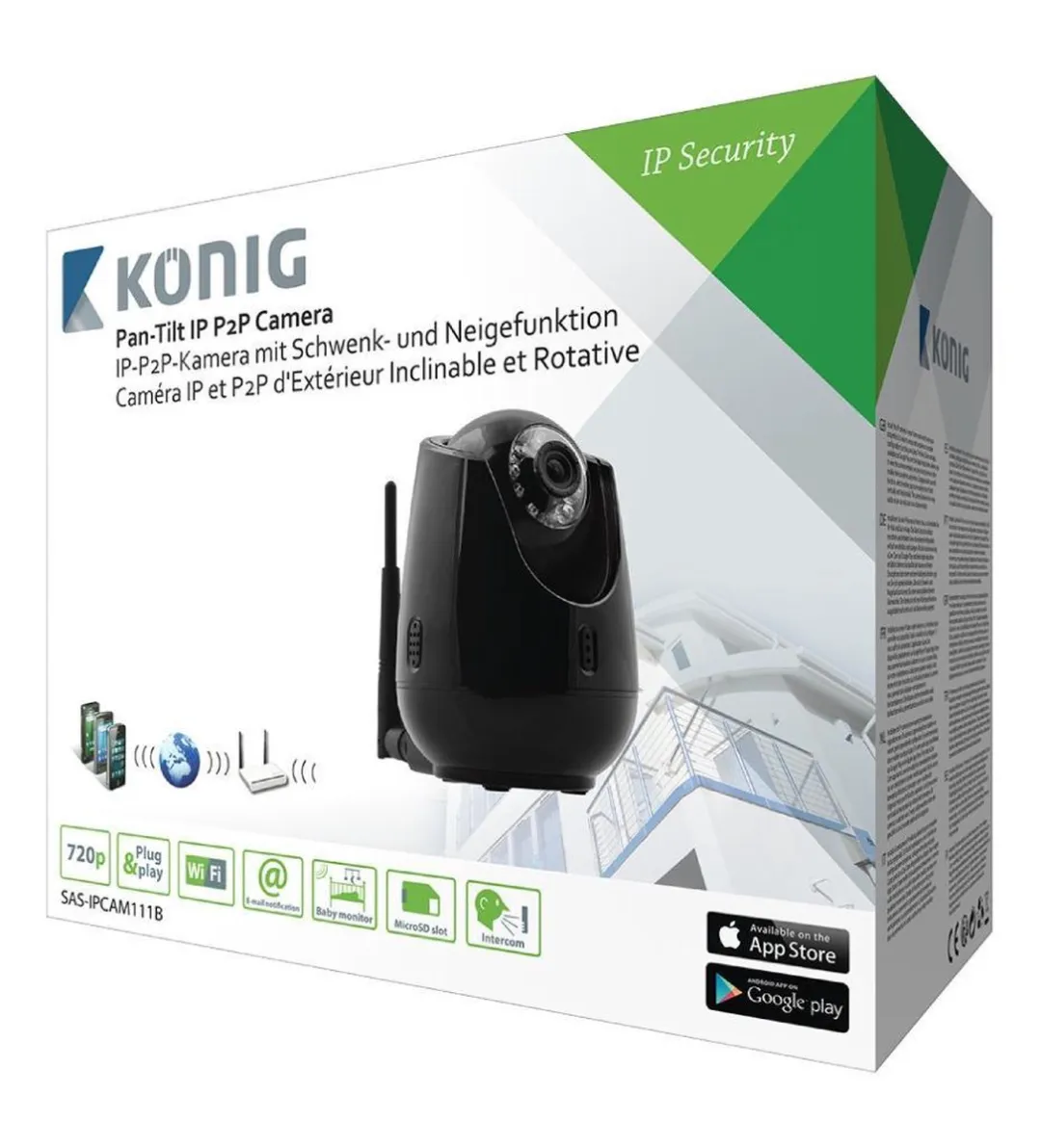 König SAS-IPCAM111B IP Camera 720p - Binnen Zwart - afbeelding 6 van 6